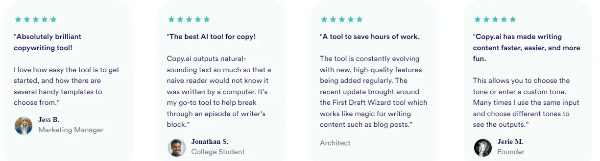 Copy AI Customer Reviews