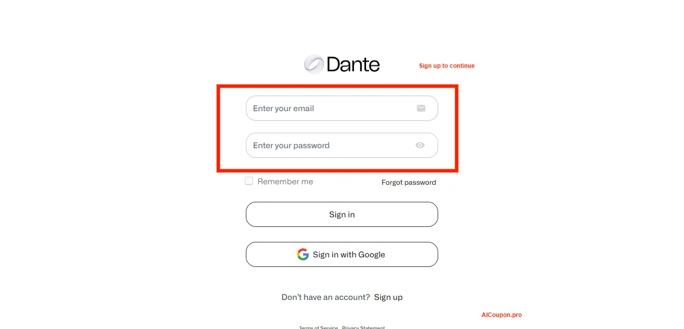 SignUp for Dante AI