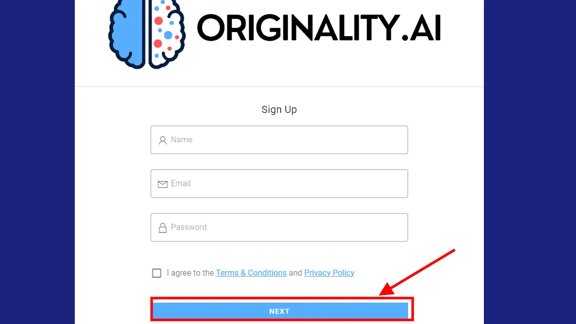 Signup for Originality.AI