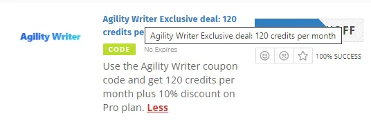 Agility Writer Coupon offer